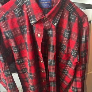 Pendleton Men's Red and Black Plaid Button Down Shirt